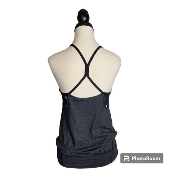 Lululemon No Limits tank gray and black with waistband size 4 keyhole - Picture 2 of 9